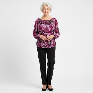 White House Black Market floral blouse size M